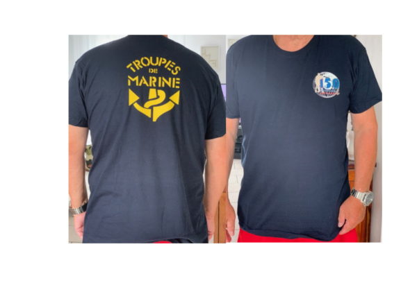 T-SHIRT coton urban bleu marine avec logo 150ème anniversaire des combats de Bazeilles