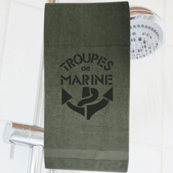 Serviette de toilette kaki avec marquage TDM