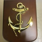 Ancre bronze sur blason bois hauteur 28cm