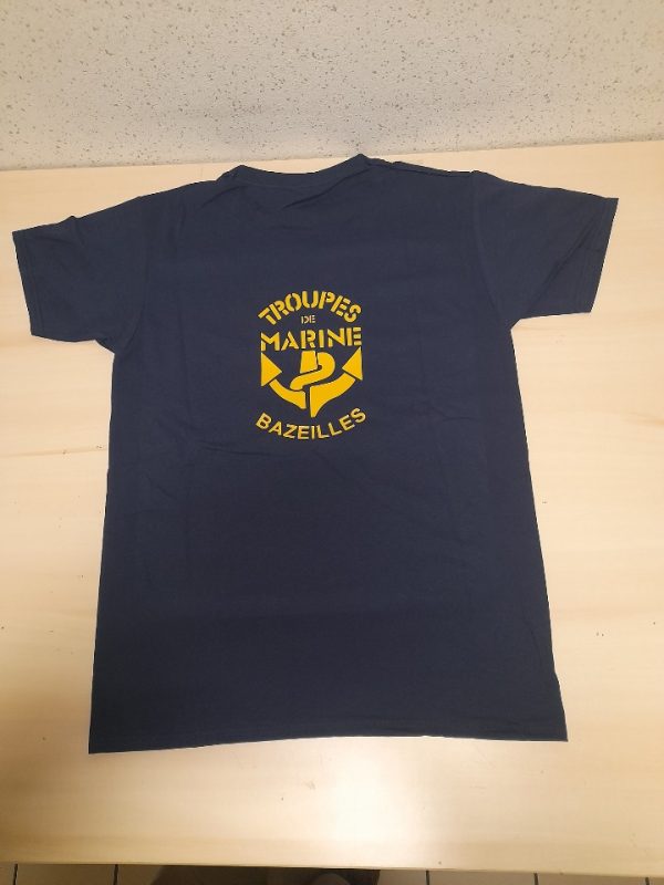 T-SHIRT coton bleu marine avec logo TDM BAZEILLES côté cœur et dans le dos