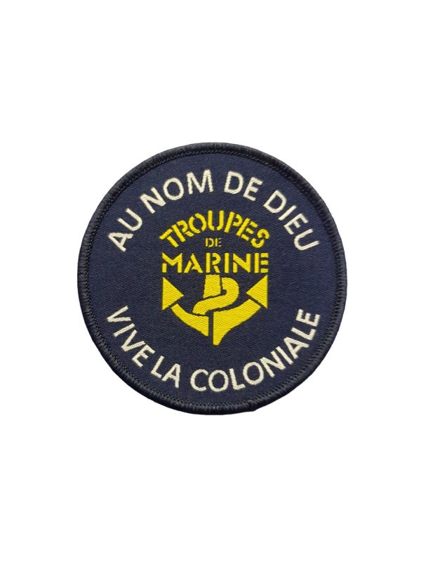 Patch brodé "Au nom de Dieu" 8 cm sur velcro