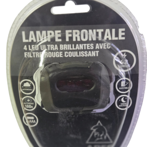 Lampe frontale ARES 4 led + filtre rouge